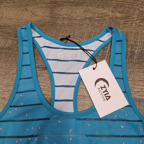 ZYIA | Active Havana Tank Top Pattern Pink Embers Striped | Sz. XS - Picture 7 of 10